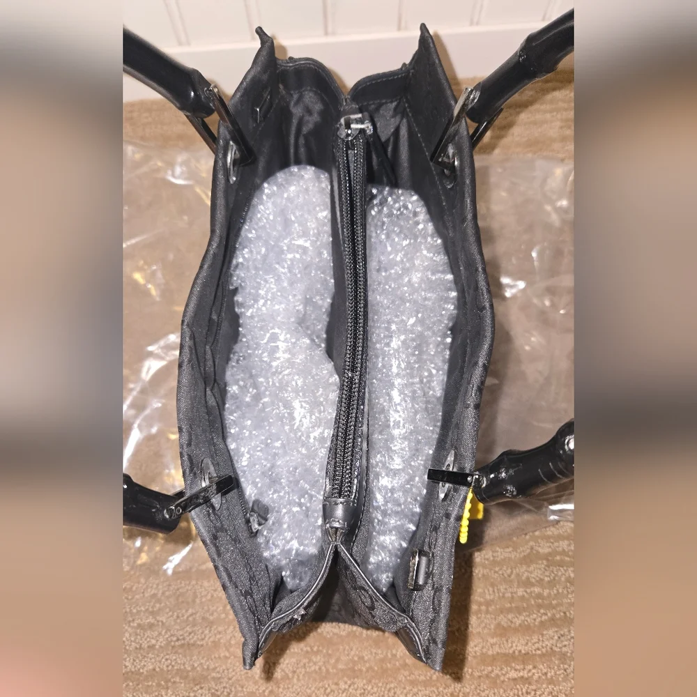 Gucci Bamboo Top Handle Tote – Black GG Canvas – Rare & Iconic - Picture 8 of 12